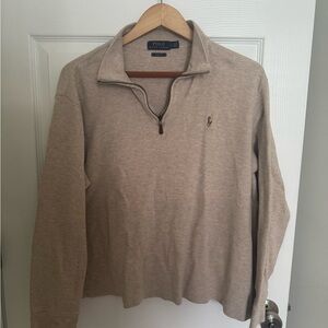 Ralph Lauren Men's Tan Zip-Up Sweater